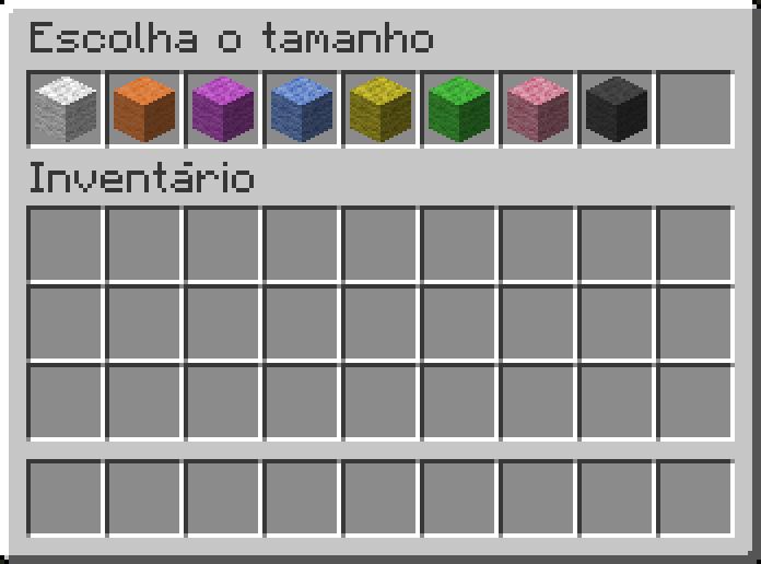 Menu Escolha o tamanho do comando /terreno comprar